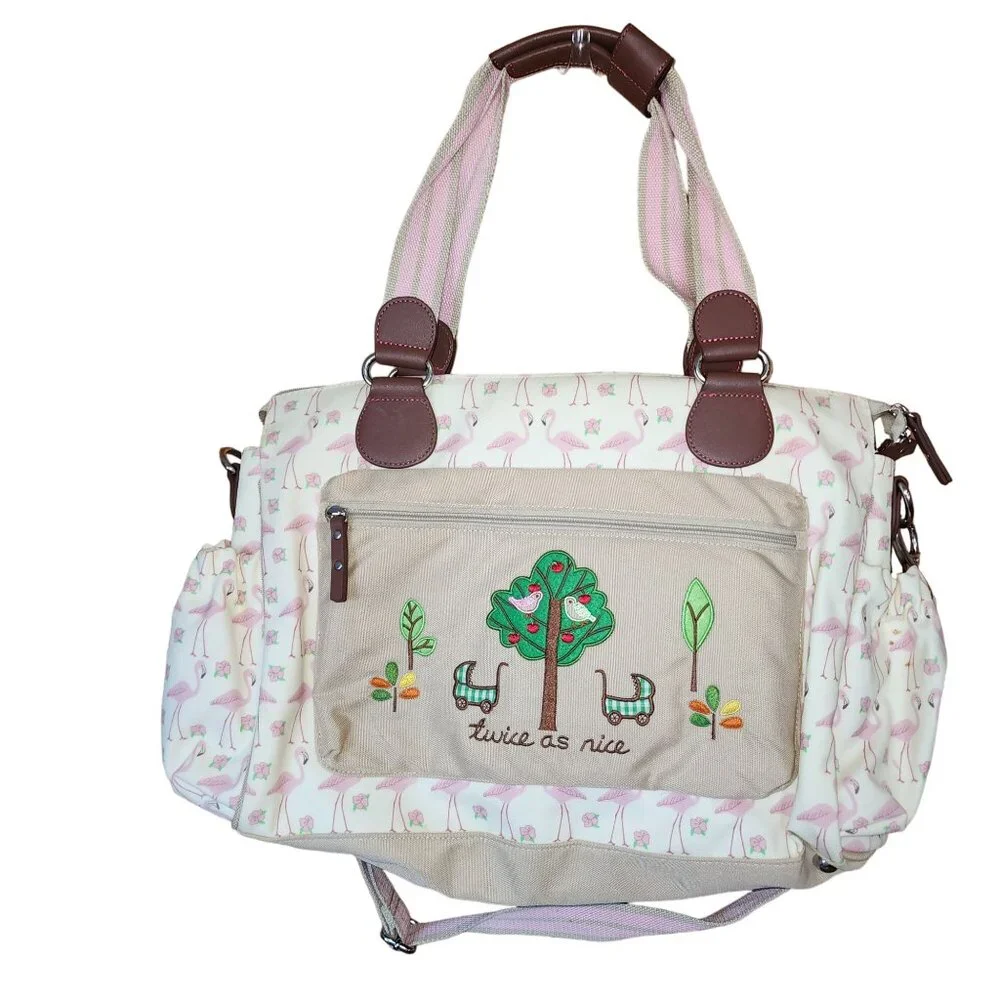 Yummy Mummy Pink Lining Flamingo Diaper bag TWINS